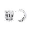 Silverfärgade örhängen, treradiga C-hoops - 2,5x2,5 cm