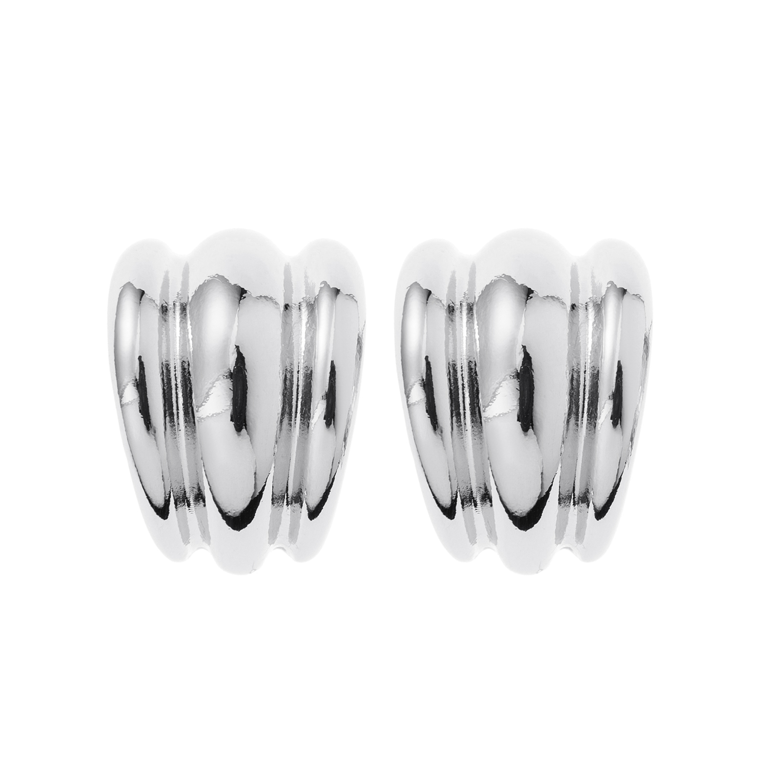 Silverfärgade örhängen, treradiga C-hoops - 2,5x2,5 cm
