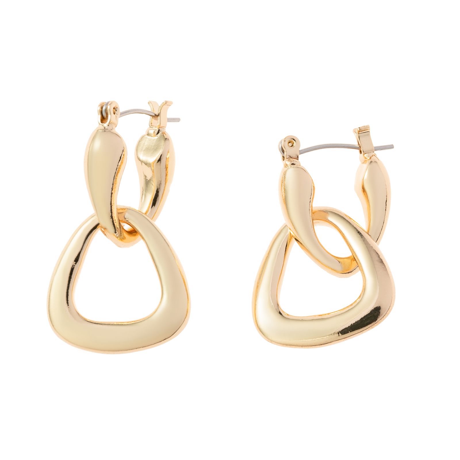 Guldfärgade örhängen, triangulära hoops - 1,5x3 cm