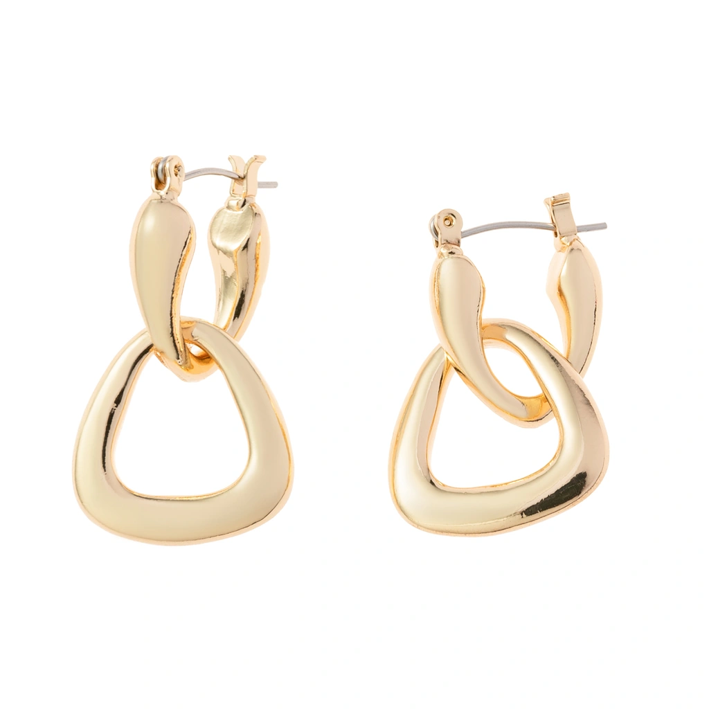 Guldfärgade örhängen, triangulära hoops - 1,5x3 cm
