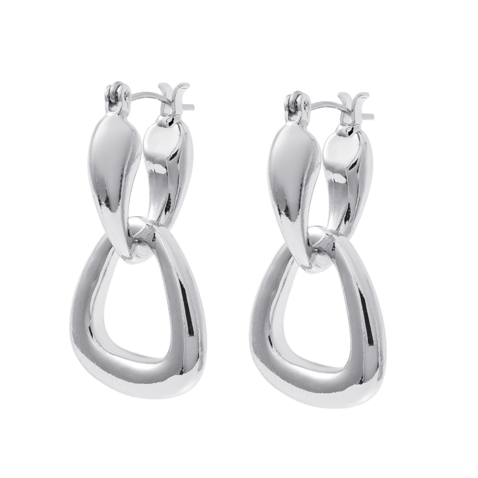 Silverfärgade örhängen, triangulära hoops - 1,5x3 cm