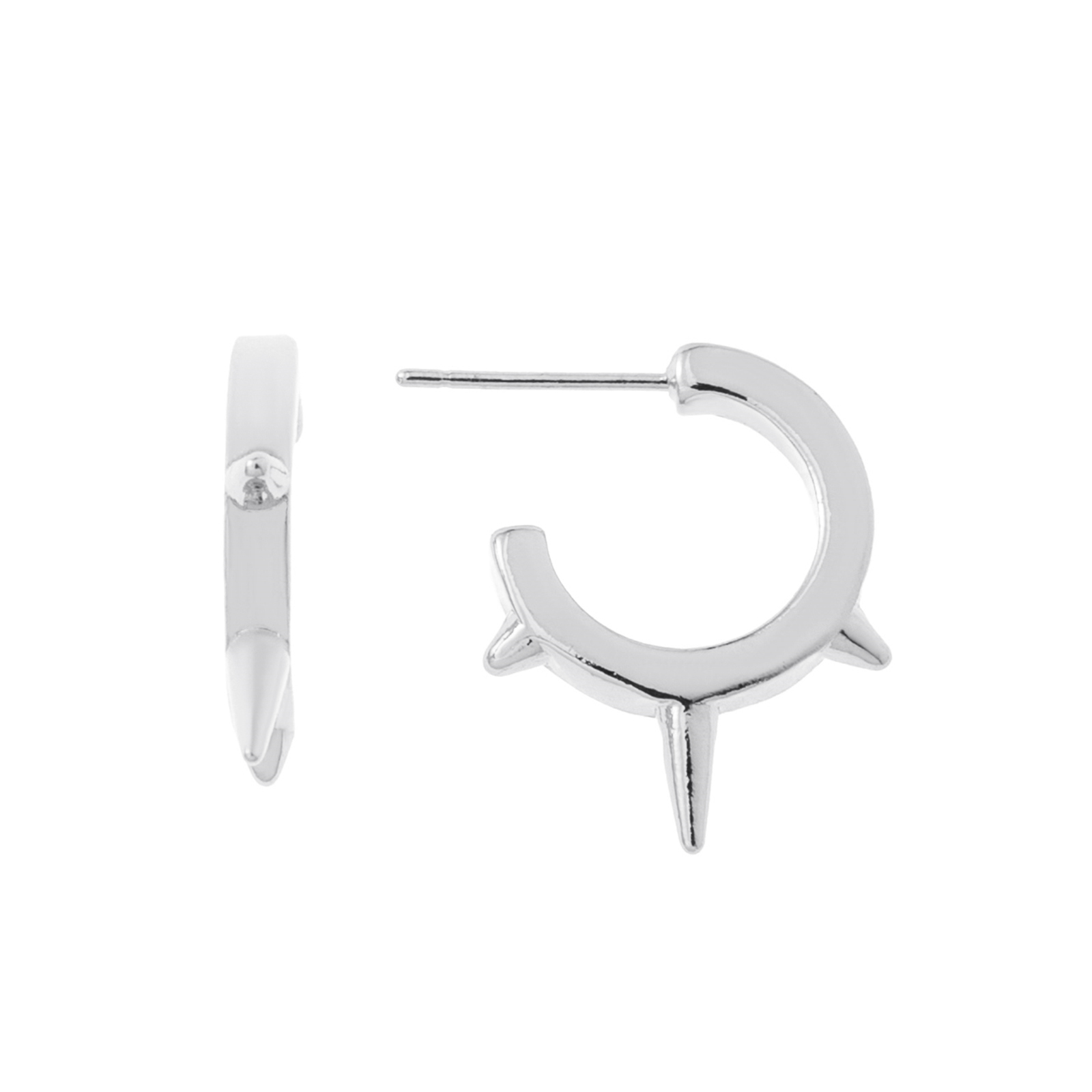 Silverfärgade örhängen, C-hoops med tre nitar - 1cm