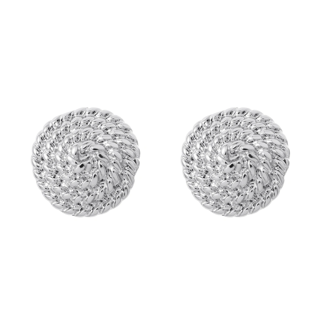 Silverfärgade örhängen, snurrade runda med klicklås - 2x2 cm