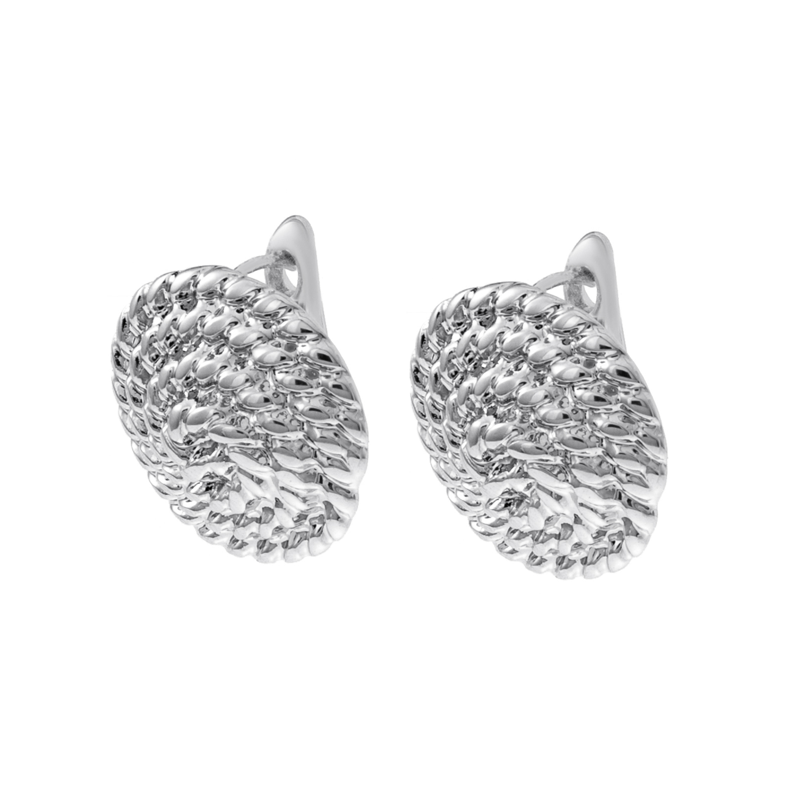 Silverfärgade örhängen, snurrade runda med klicklås - 2x2 cm