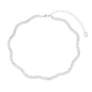 Silverfärgat halsband, vågig dubbelradig glaskristall - 42+7 cm