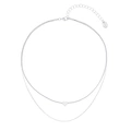 Silverfärgat halsband, 2 rader ormkedja med hjärta - 42+7 cm