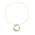 Guldfärgat halsband, ormkedja med hammrad ring - 66+7 cm