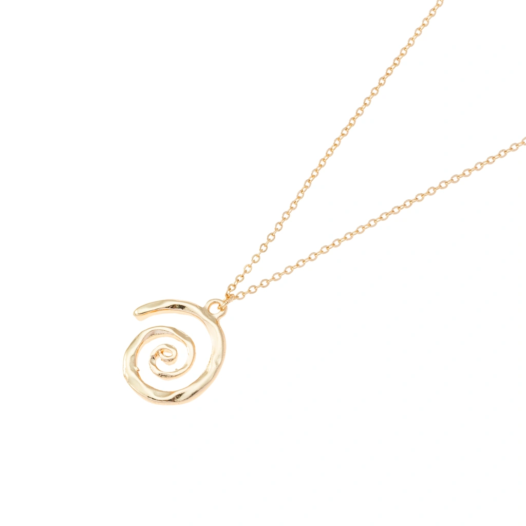 Guldfärgat halsband, spiralhänge - 42+7 cm