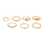 Guldfärgade ringar, 7-pack med glasstenar - Storlek 17
