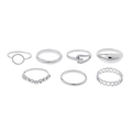 Silverfärgade ringar, 7-pack kedja och cirkel - Str 17