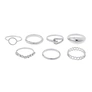 Silverfärgade ringar, 7-pack kedja och cirkel - Str 17