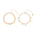 Guldfärgade armband, 2-pack pärlor och hjärta - 17+5 cm