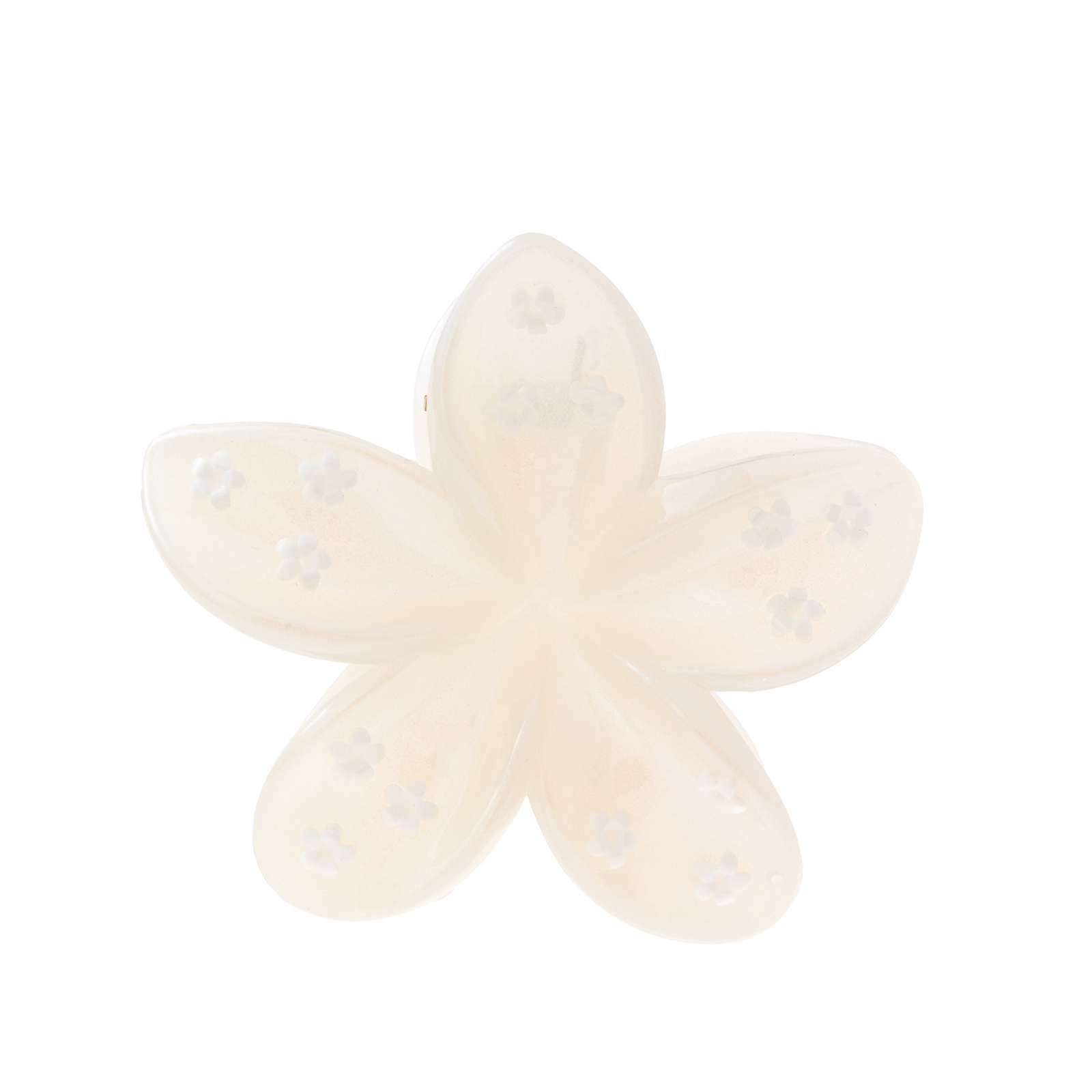 Offwhite hårklämma, blomma med blommönster - 8x8 cm