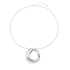 Silverfärgat halsband, ormkedja med hammrad ring - 66+7 cm