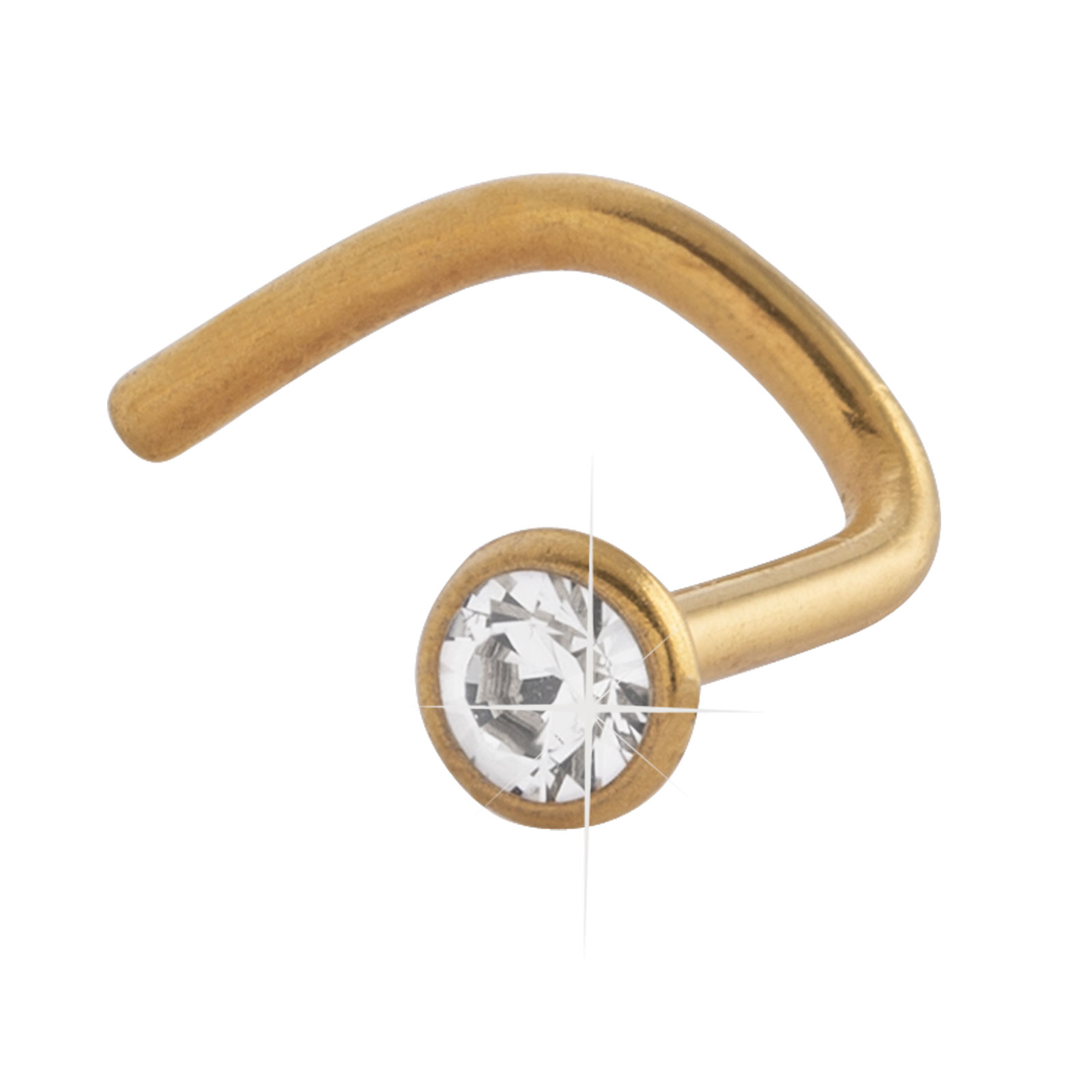 Näspiercing i stål - guldfärgad, curved