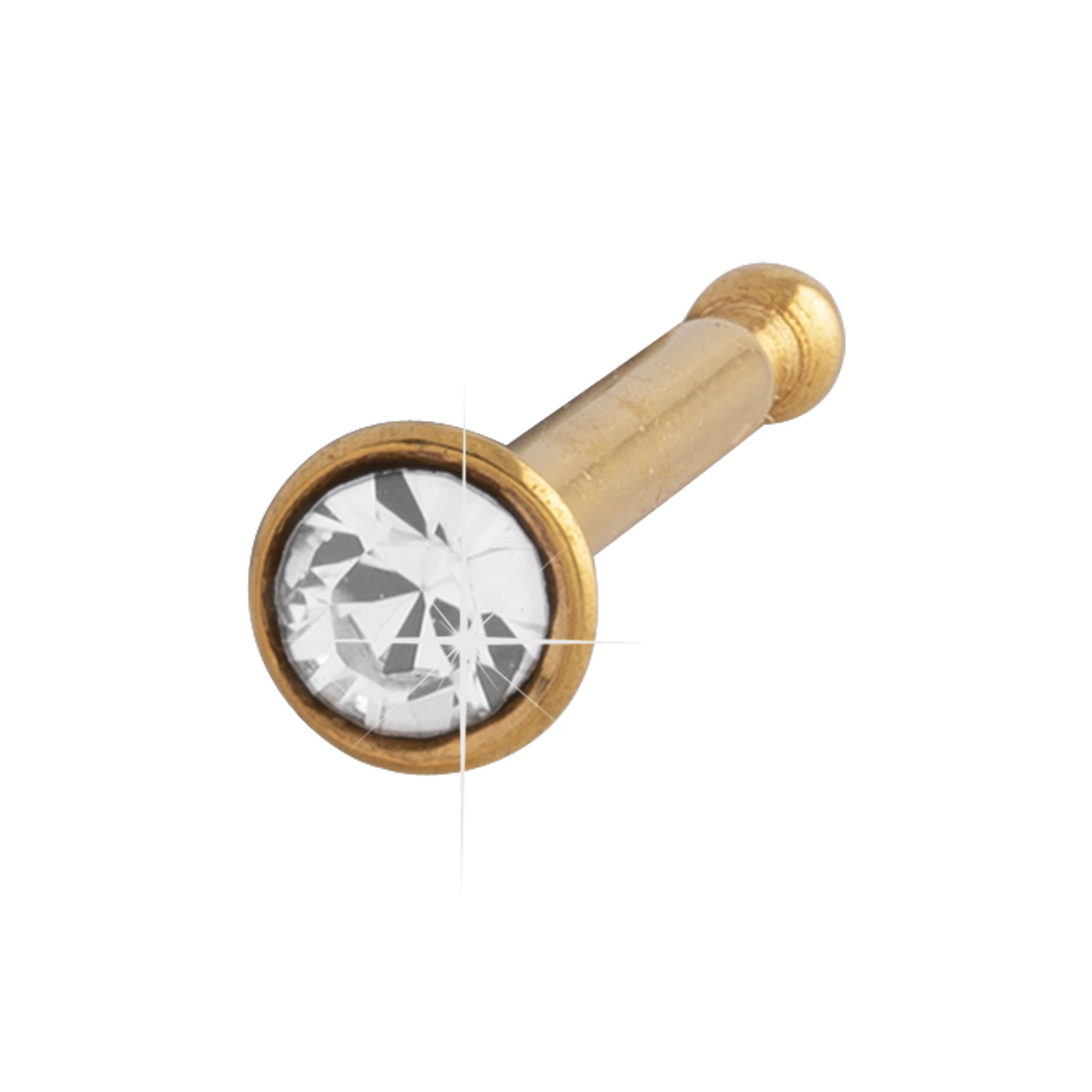 Näspiercing i stål - guldfärgad, rak