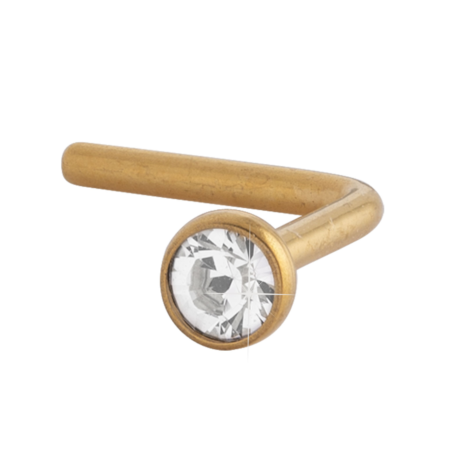 Näspiercing i stål - guldfärgad L-form