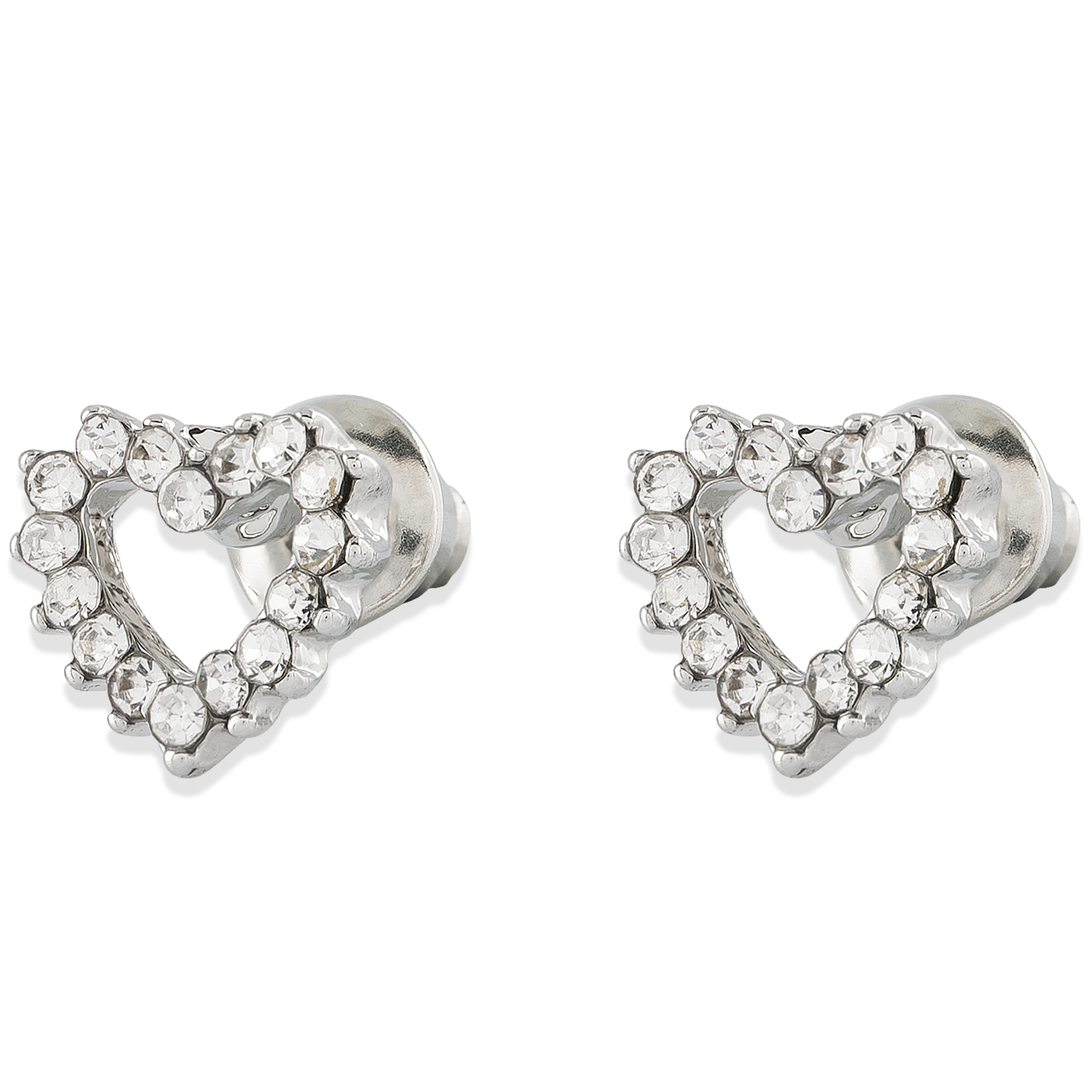 Silverfärgade örhängen - studs, hjärtan