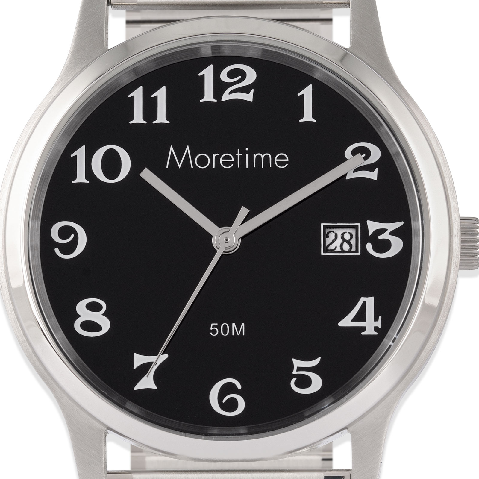 Moretime herrklocka - flexband, silver/svart, 38 mm