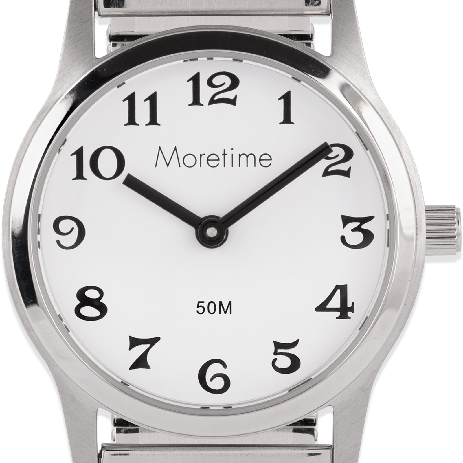 Moretime damklocka - flexband, silver/vit, 29 mm