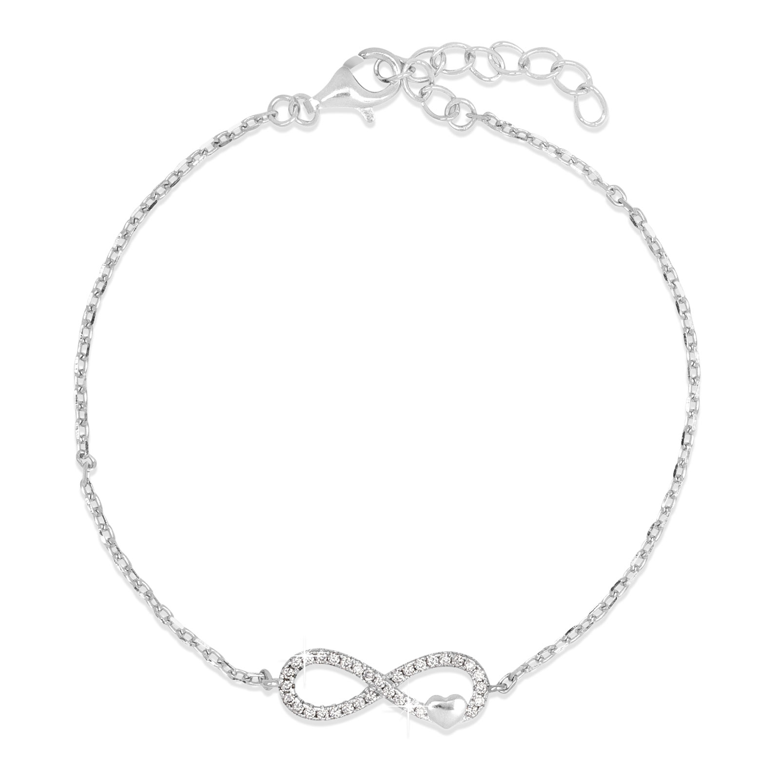 Armband dam, äkta silver - infinitysymbol, 16+3 cm
