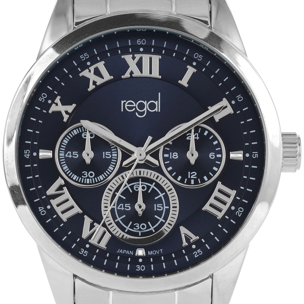 Regal herrklocka - metallband, silverton/blå, 41mm