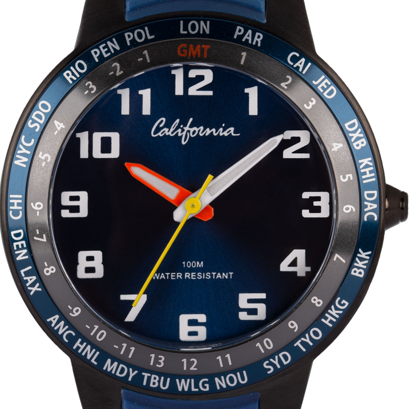 California barnklocka - gummiband, blå, 34 mm