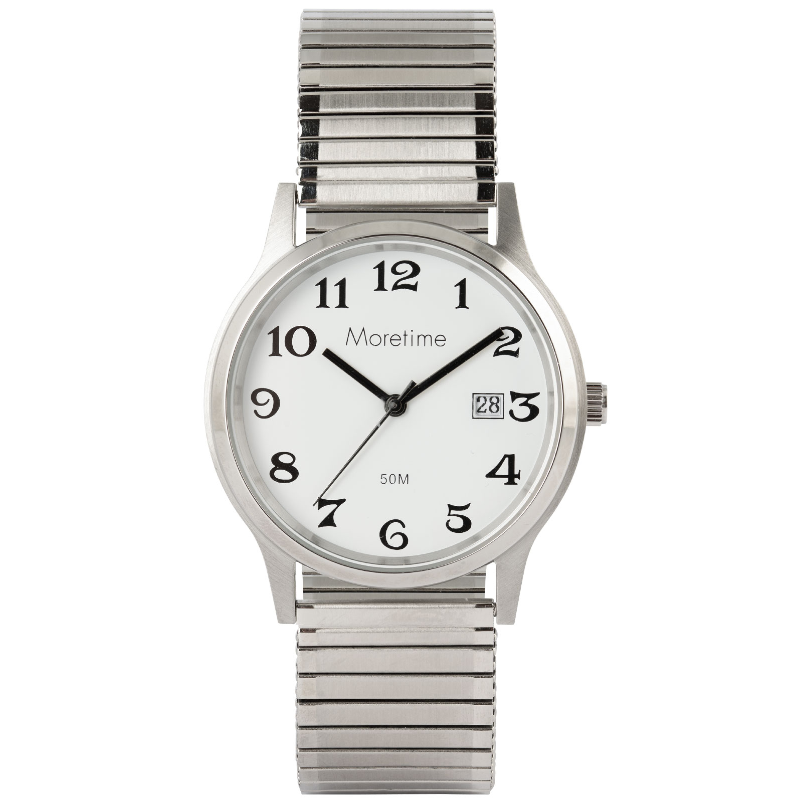 Moretime herrklocka - flexband, silver/vit