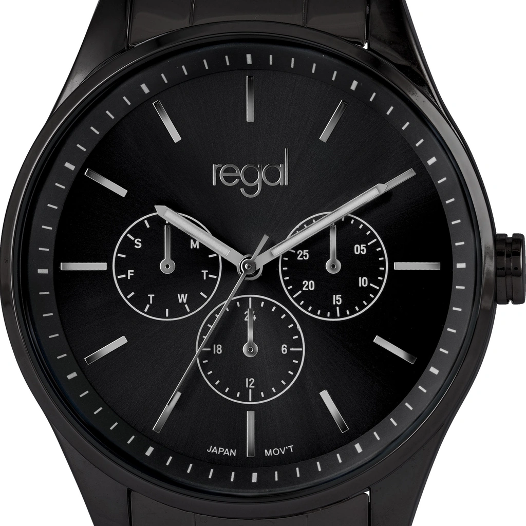 Regal herrklocka - metallband, svart, 42mm