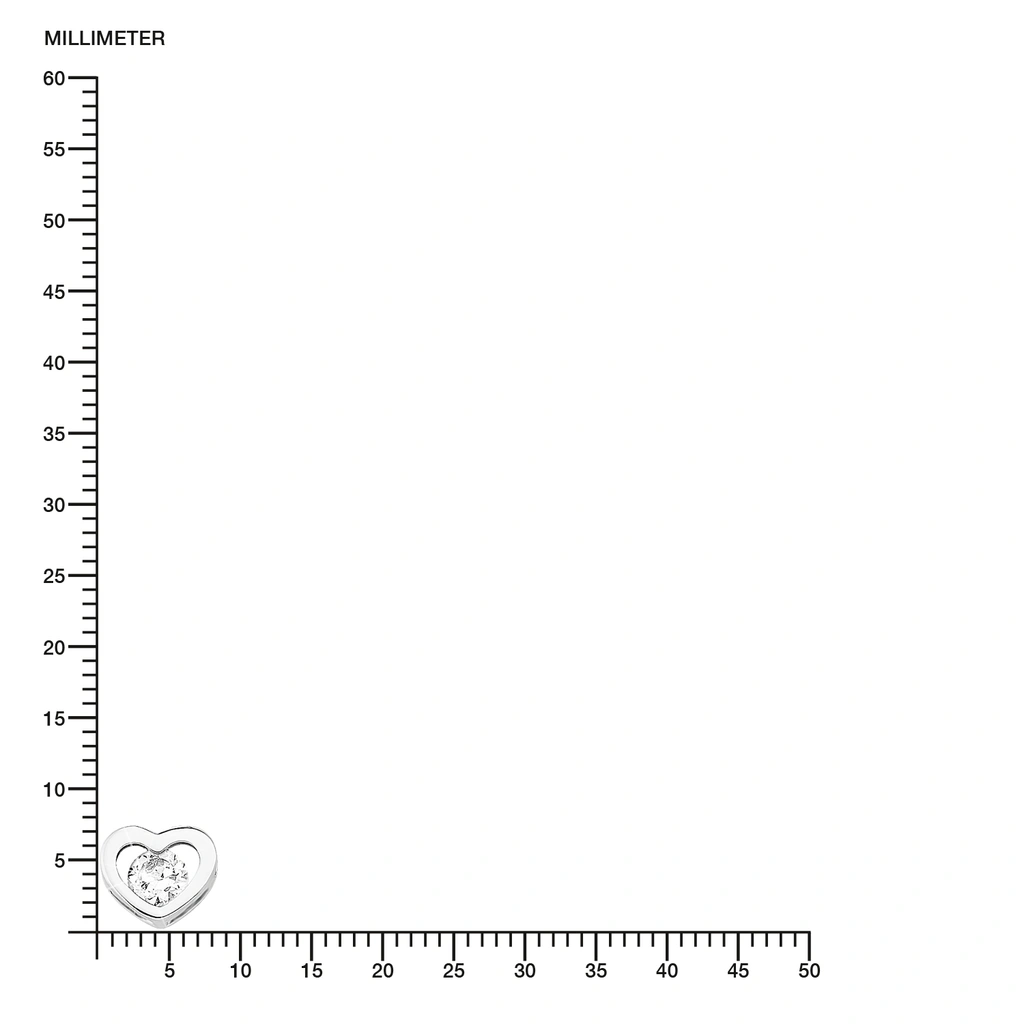 Silverhalsband, hjärta med vit sten - 42 cm