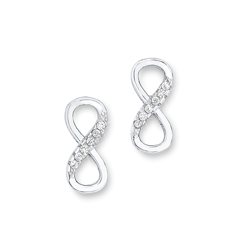 Silverörhängen, studs infinitysymboler - 12 mm