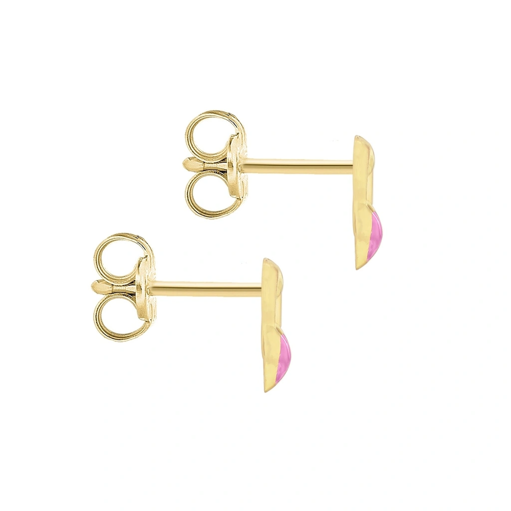 Örhängen 9k guld - dubbelhjärtan 8x7 mm