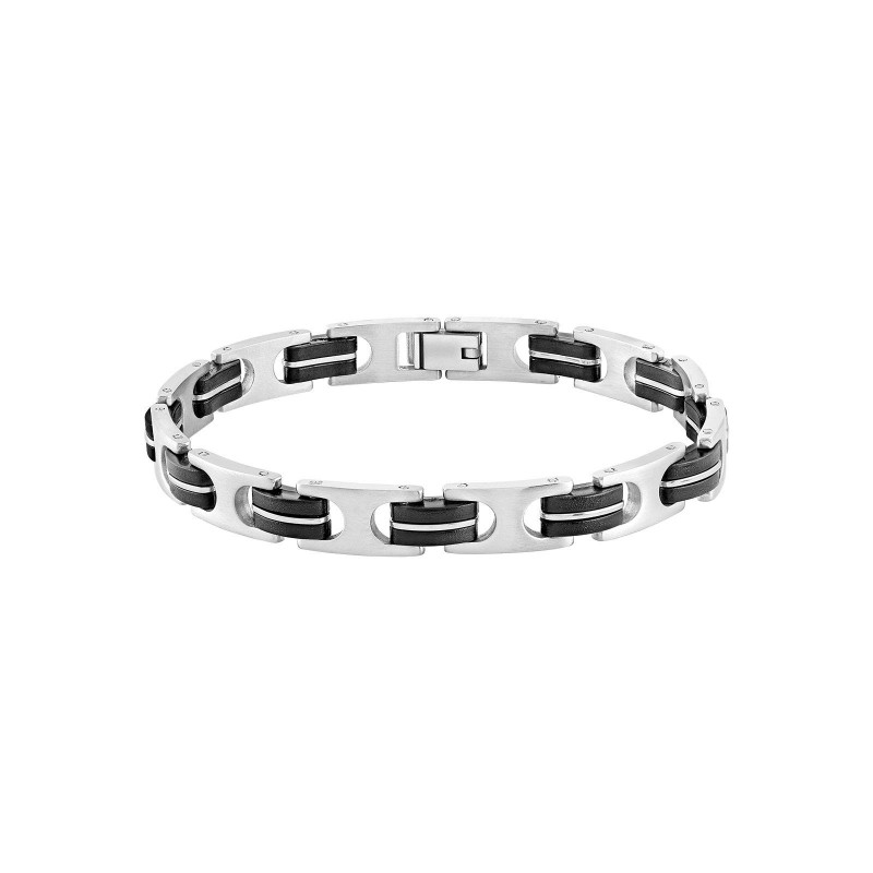 Armband herr - stål, svarta detaljer