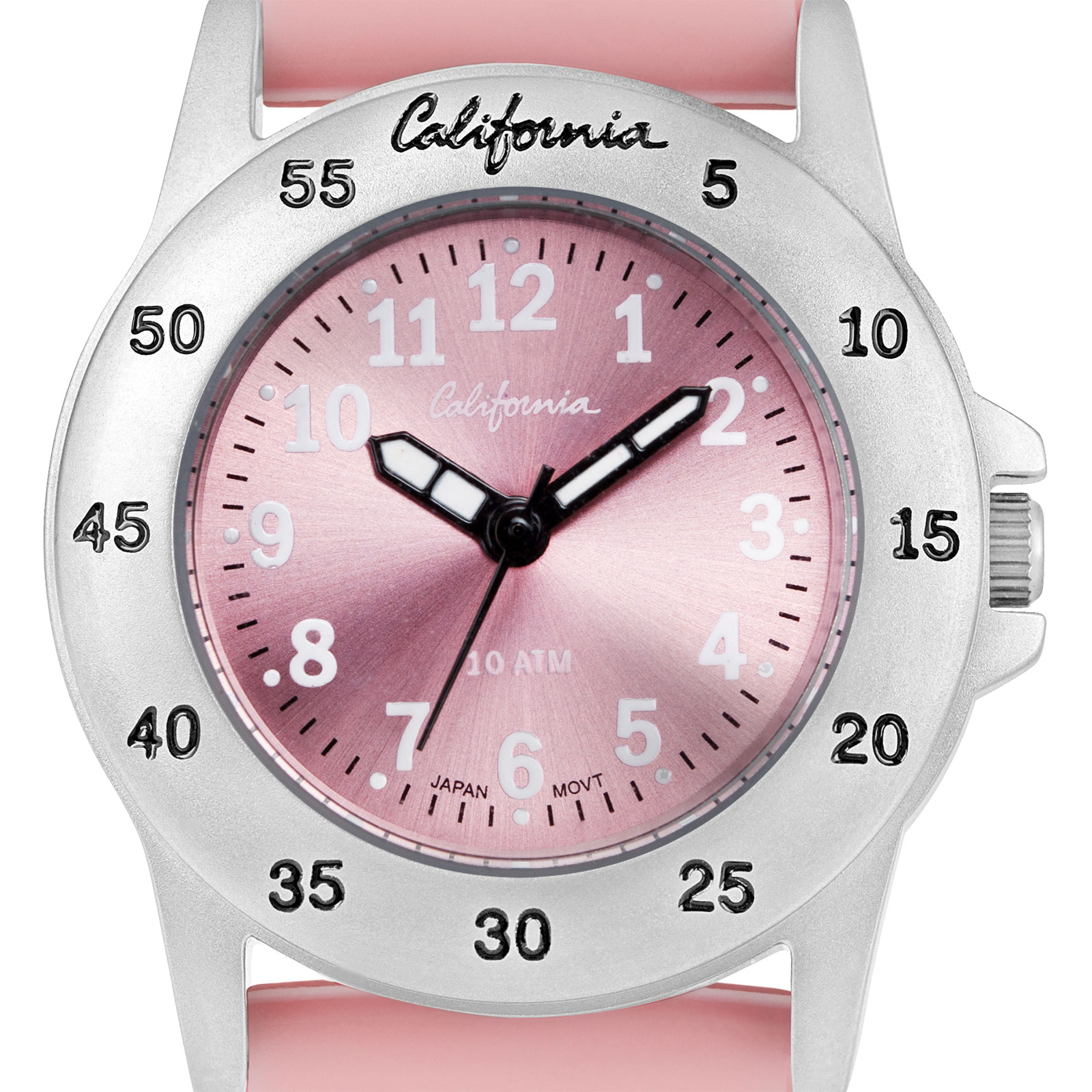 California barnklocka - gummiband, rosa, 30 mm