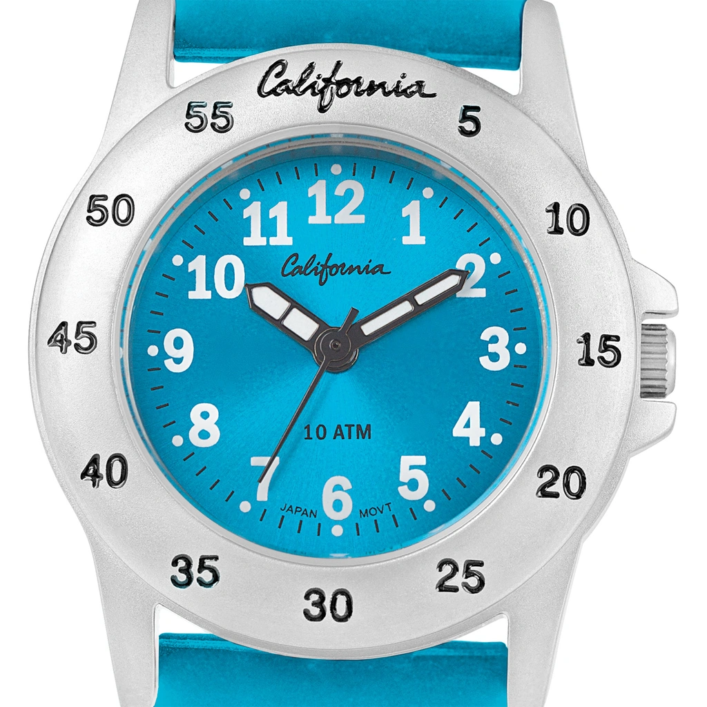 California barnklocka - gummiband, turkos, 30 mm