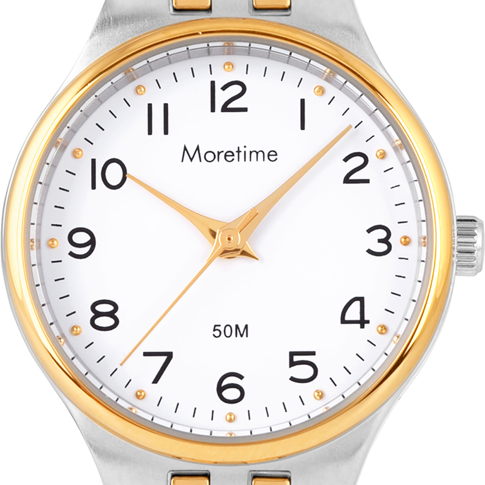 Moretime damklocka - metallband, bicolor/vit, 26 mm