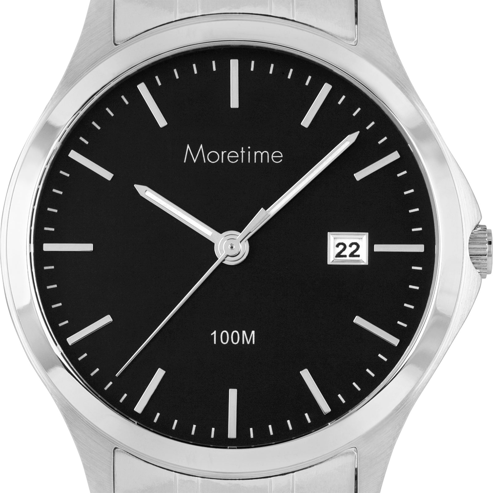 Moretime herrklocka - metallband, silver/svart, 39 mm
