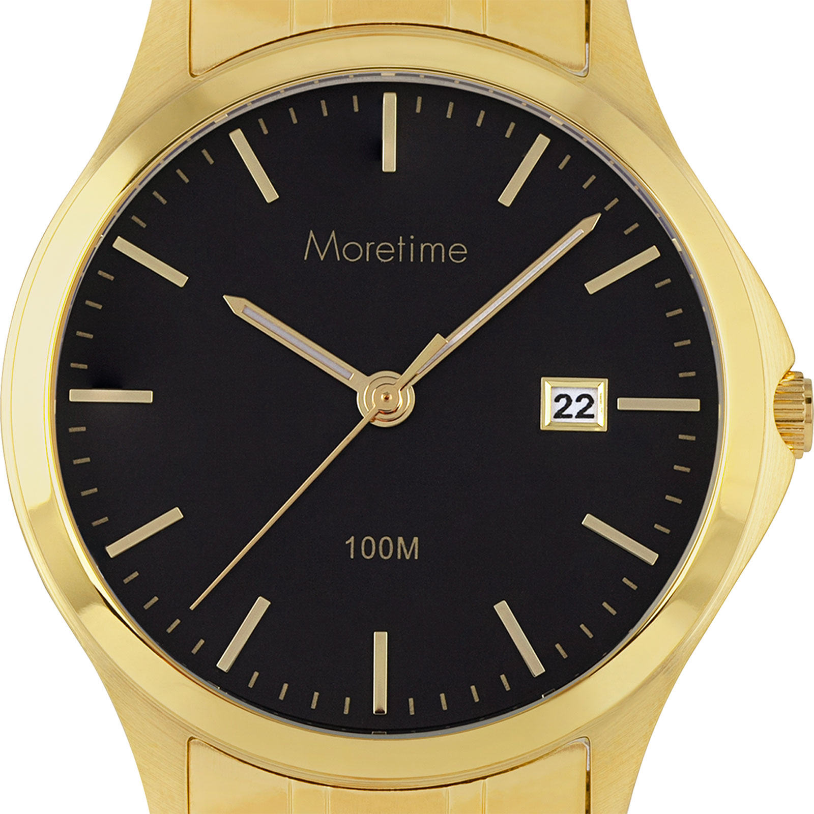 Moretime herrklocka - metallband, guld/svart, 39 mm