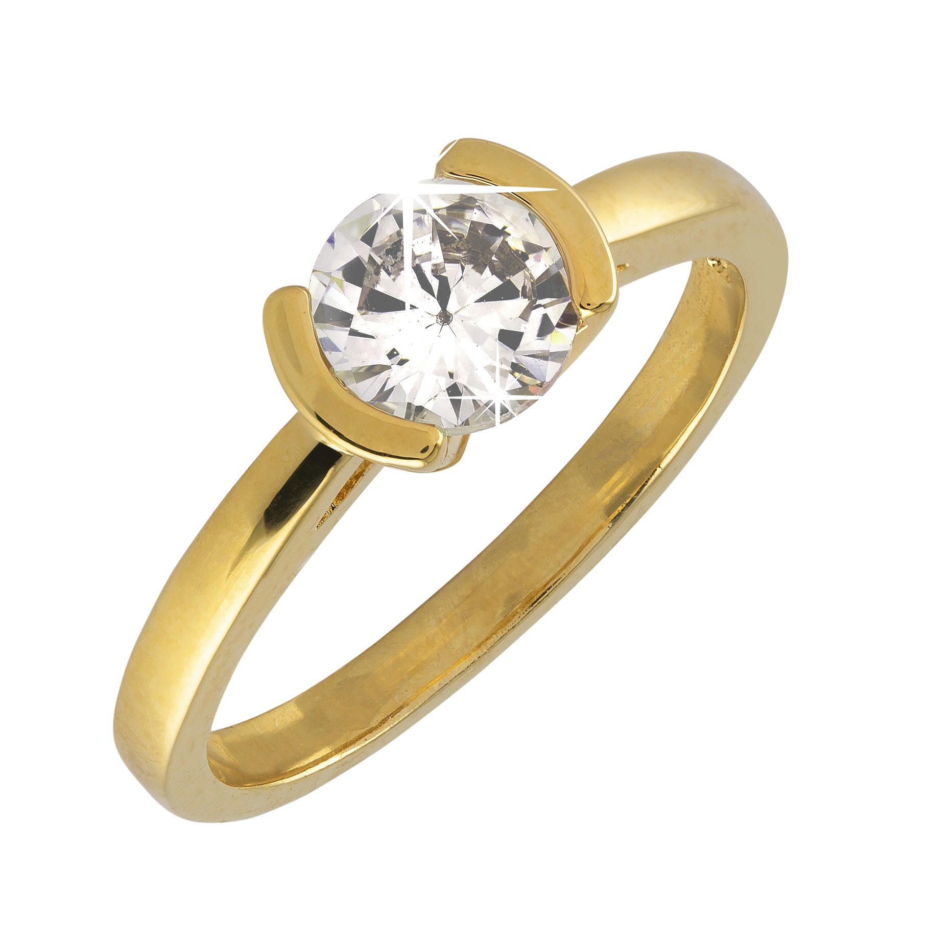 18k Guldpläterad ring - kubisk Zirkonia 6mm