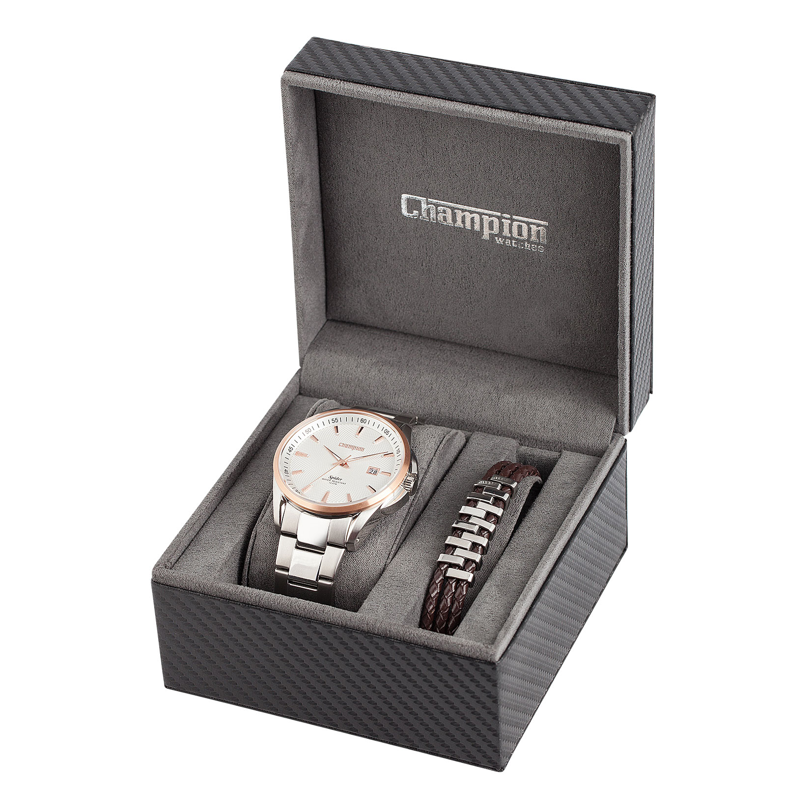 Herrklocka med metallband i presentbox - Champion Spider