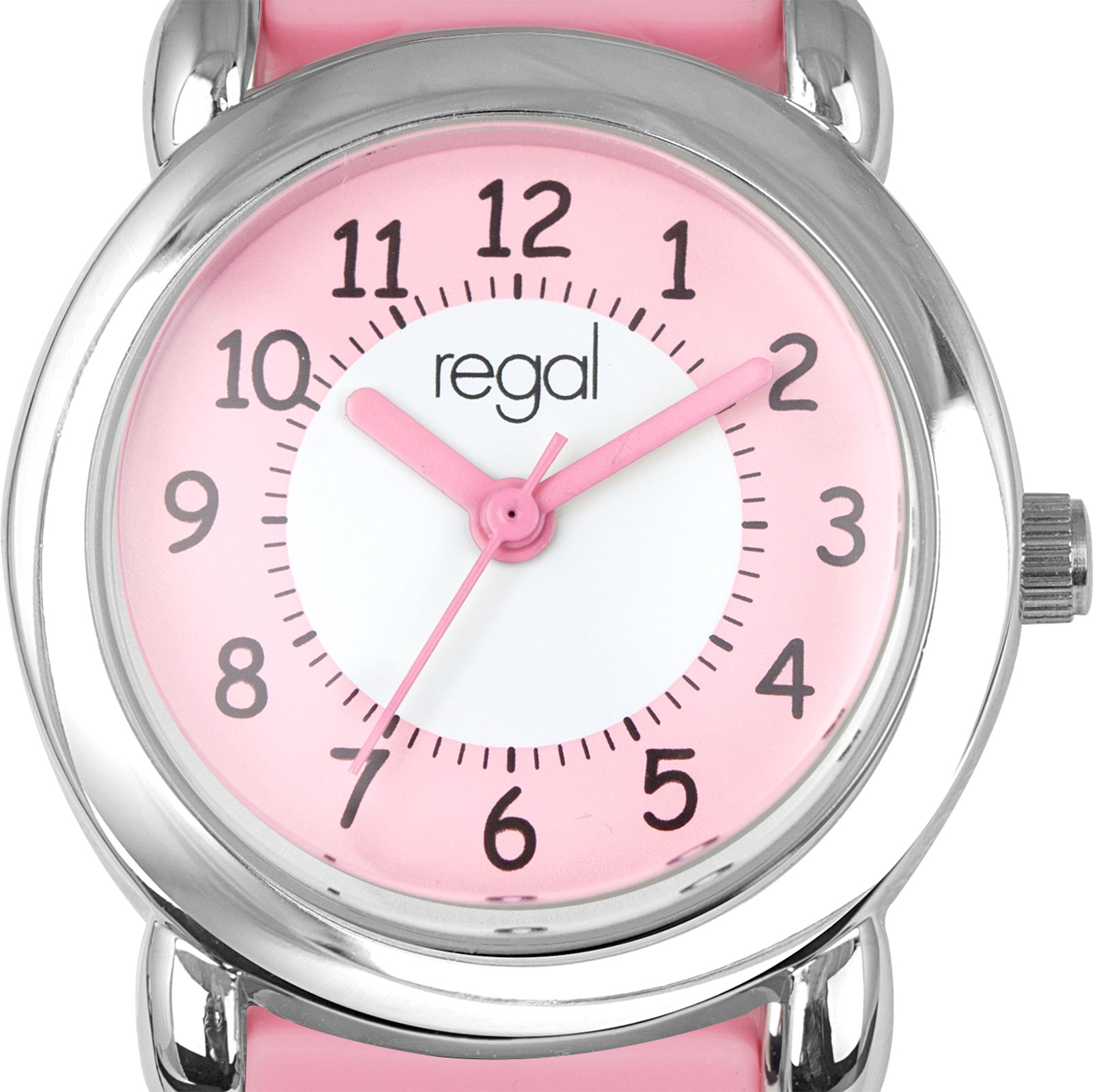 Regal barnklocka - rosa gummiband, katter, 29 mm