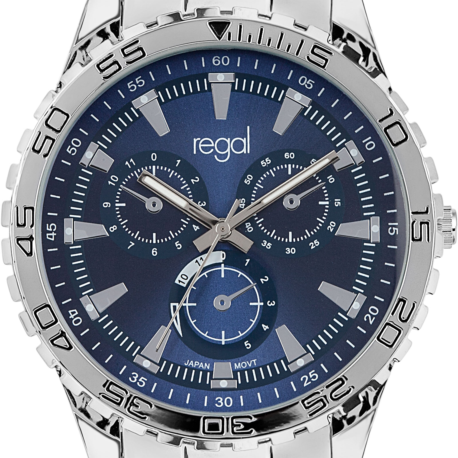 Regal herrklocka - metallband, blå/silverton, 46mm