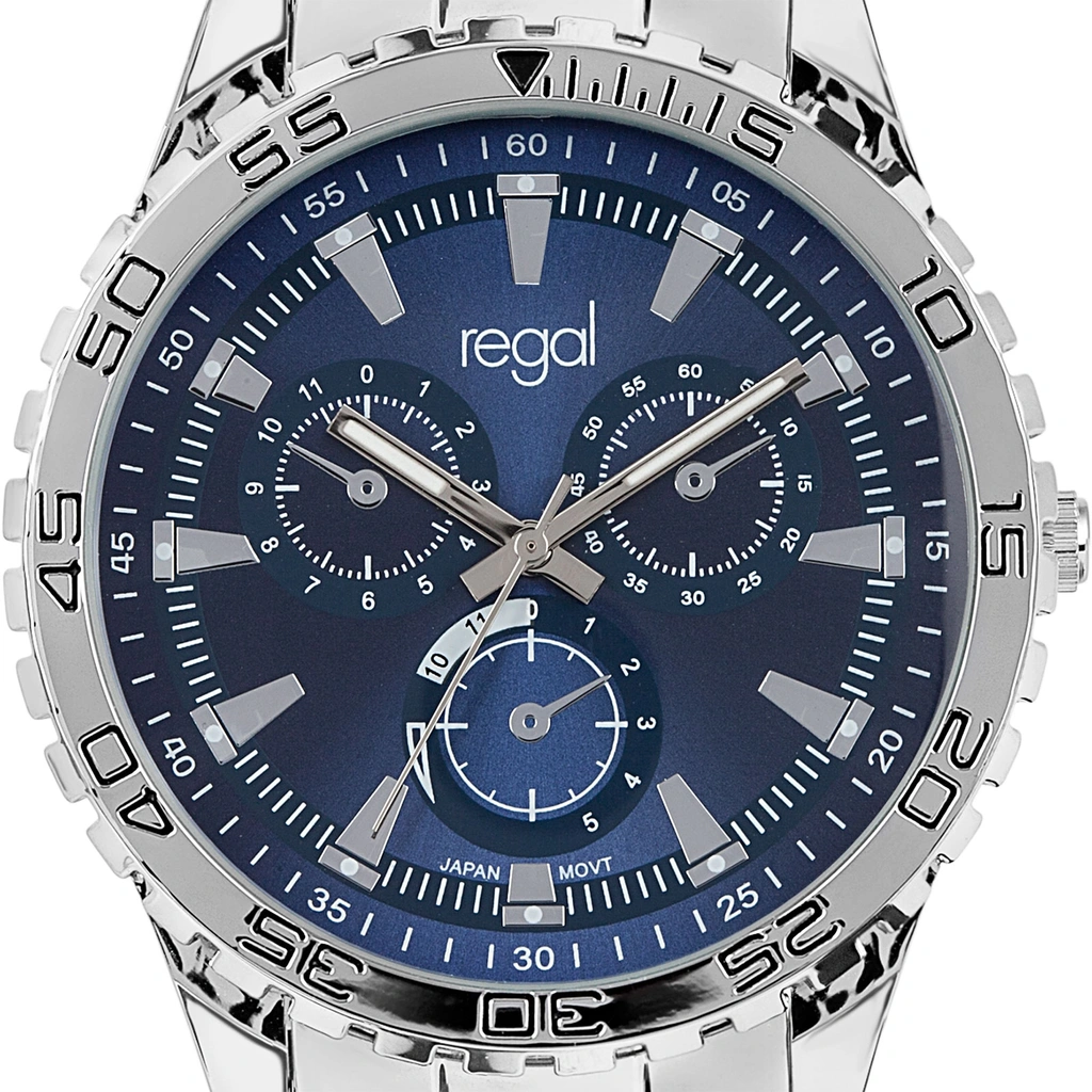 Regal herrklocka - metallband, blå/silverton, 46mm