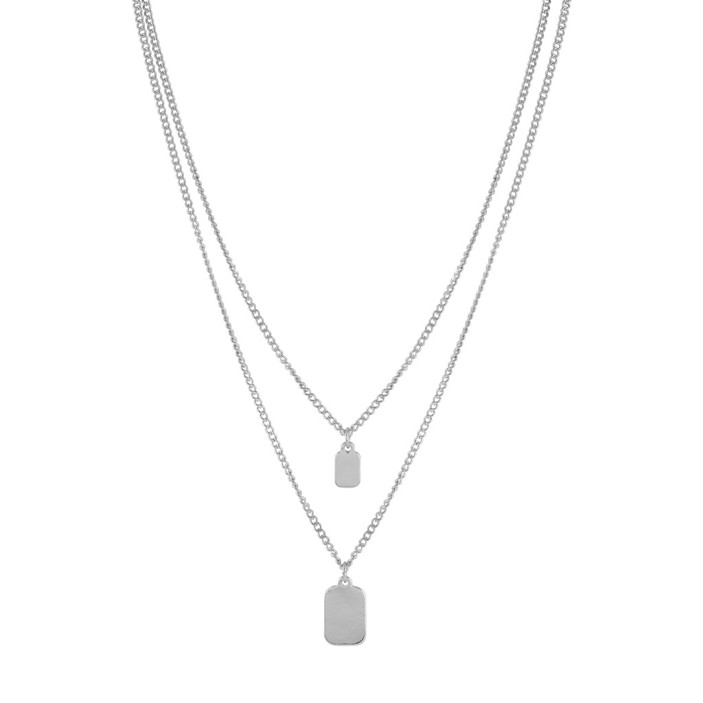 Silverfärgat halsband - två rader med bricka