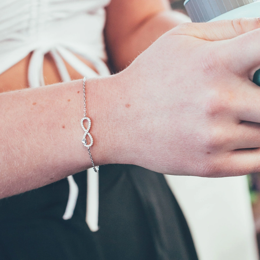 Armband dam, äkta silver - infinitysymbol, 16+3 cm