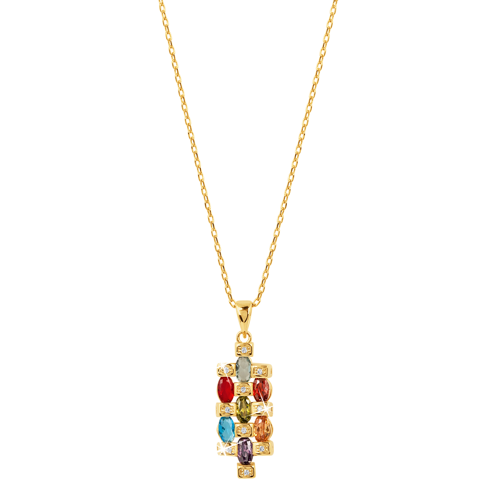18k guldpläterat halsband med multifärgade Kubisk Zirkonia