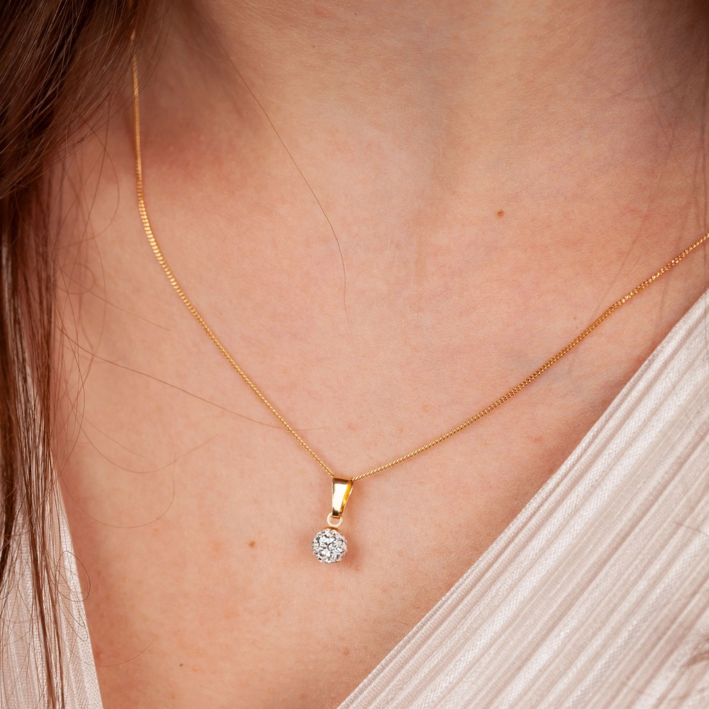 Hängsmycke 9k guld - glitterboll 7 mm