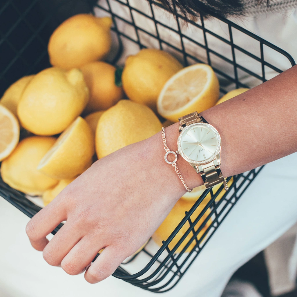 Regal klockset dam - metallband, guldton, 34mm