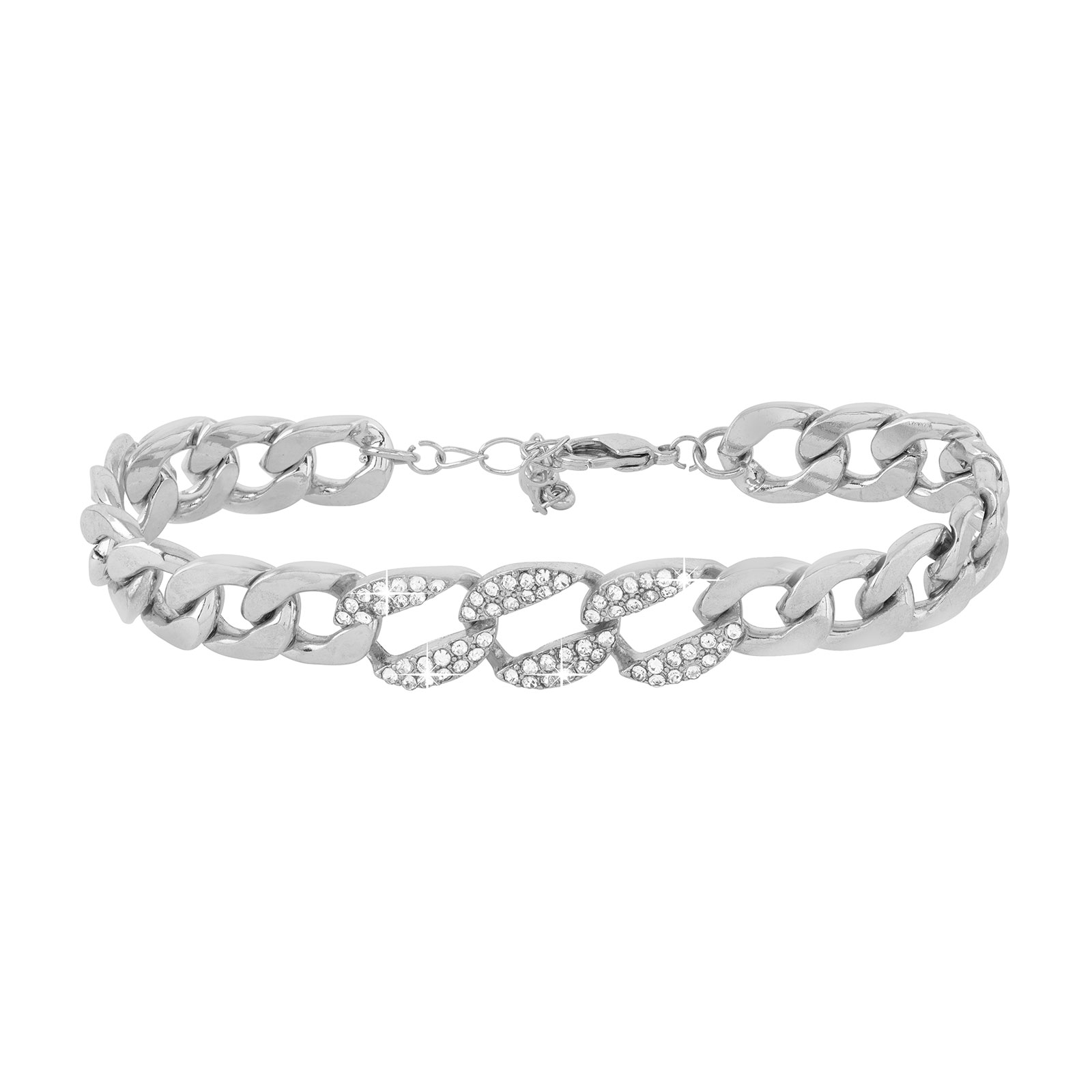 Armband - Silverfärgad kedja med vita stenar