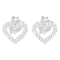 Silverörhängen för barn - studs, vita hjärtan, 10x12 mm